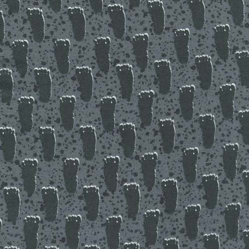 Big Foot Flannel - Grey - Rows of Big Foot Feet - Tone on Tone