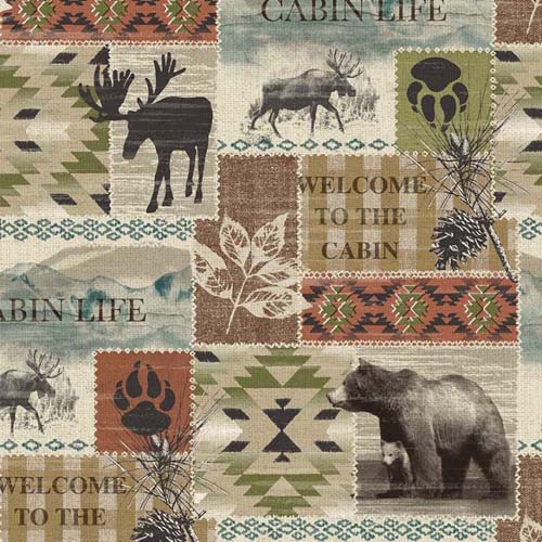 Welcome to the Cabin - Cabin Life Patch - Multi - leaves, animals, textures