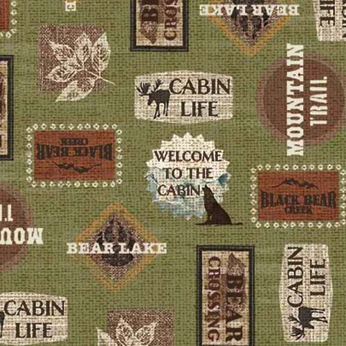 Welcome to the Cabin - Trail Signs - Green - small signs on green