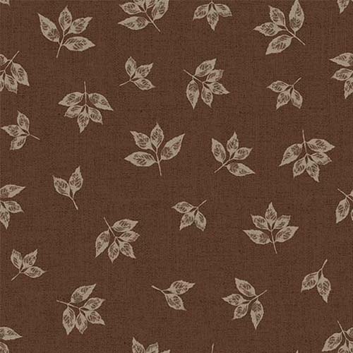 Welcome to the Cabin - Crispy Leaves - Brown -tossed tan leaves on brown