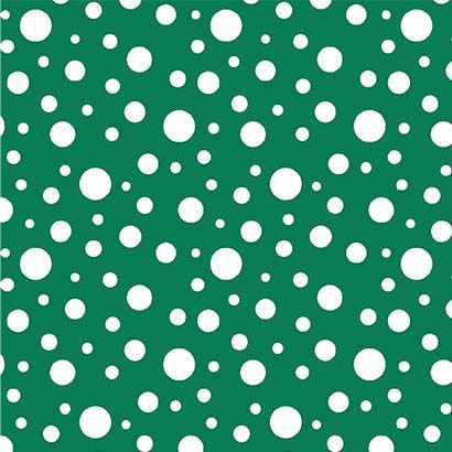 Snow Balls - Green - Multi-sized white dots on green