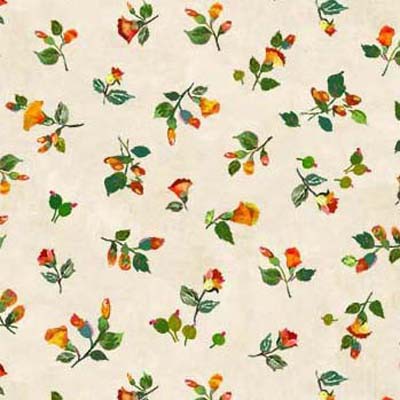 Potpourri - Cream - Small orange flowers tossed on cream