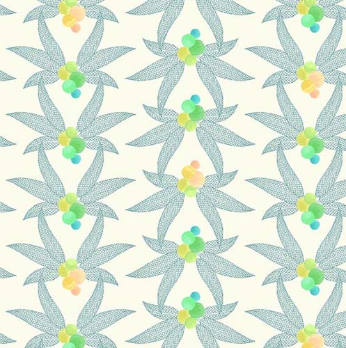 Delight-Teal-Winged-Leaves on Natural by Tamarkate