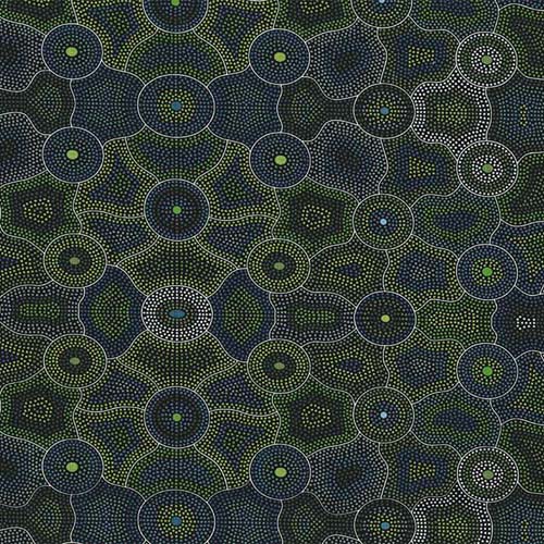 Australian Aboriginal Design - Akuna Dreaming - Green - circles and dots