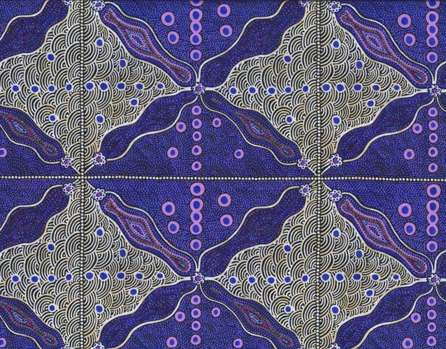 Australian Aboriginal Design - Bush Sweet Potato - Purple - white & purple