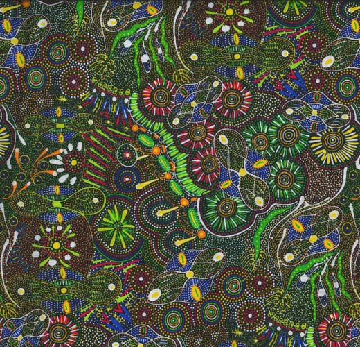 Australian Aboriginal Design - Bush Tucker after Rain in NT - Yellow
