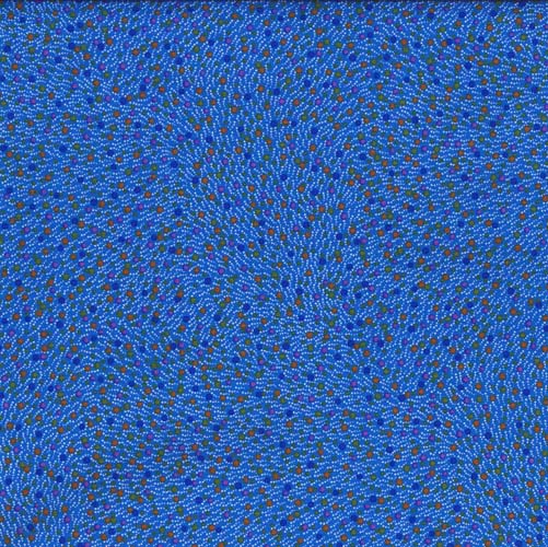 Australian Aboriginal Design -Bush Worm - Blue - multicolored dots on blue
