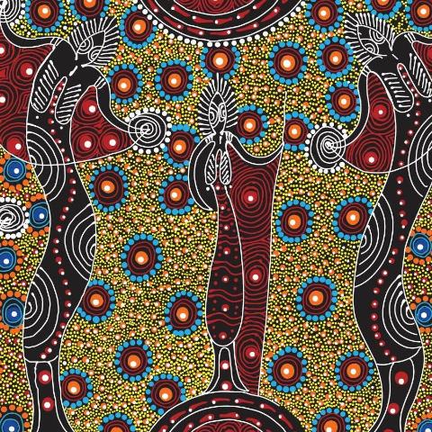 Australian Aboriginal Design-Dancing spirit red by Colleen Wallace