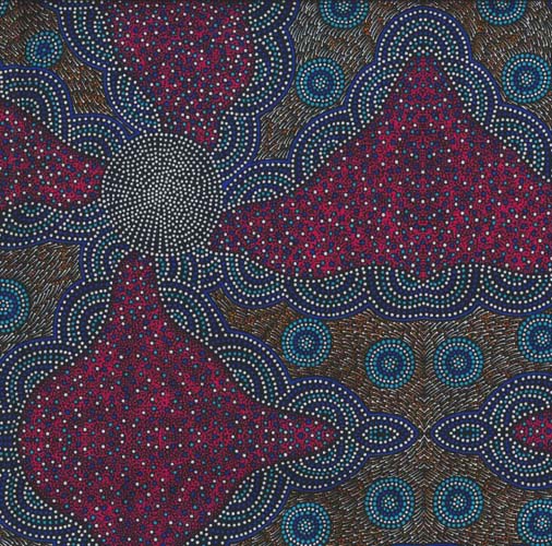 Australian Aboriginal Design -Kangaroo Grass and Bush Waterhole - Red