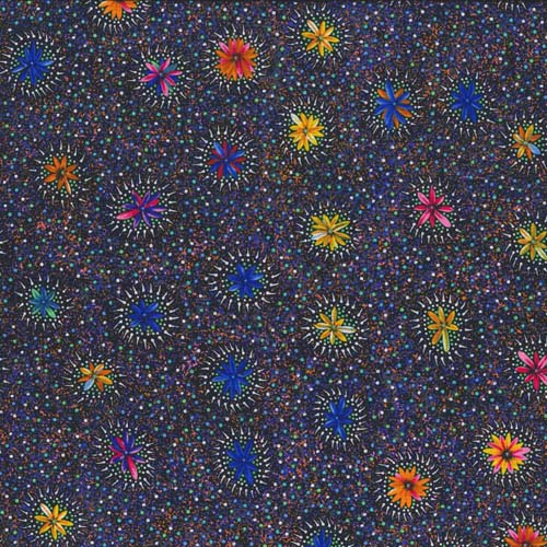 Australian Aboriginal Design -Kangaroo in the Forest - Brown - blue flowers