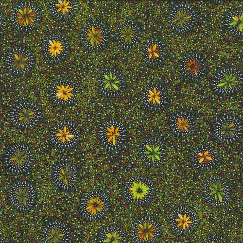 Australian Aboriginal Design -Kangaroo in the Forest - Gold- yellow flowers