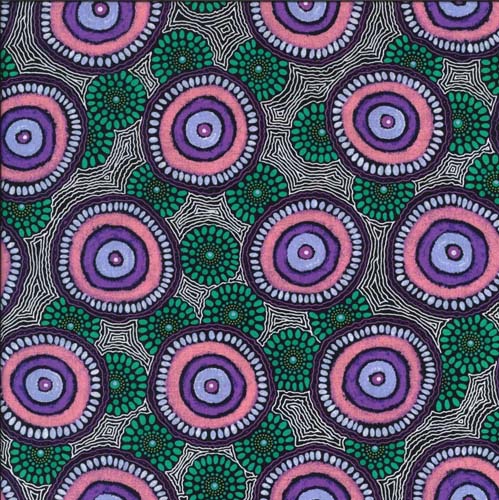 Kwatye Soakage - Purple  purple & pink concentric circles on black