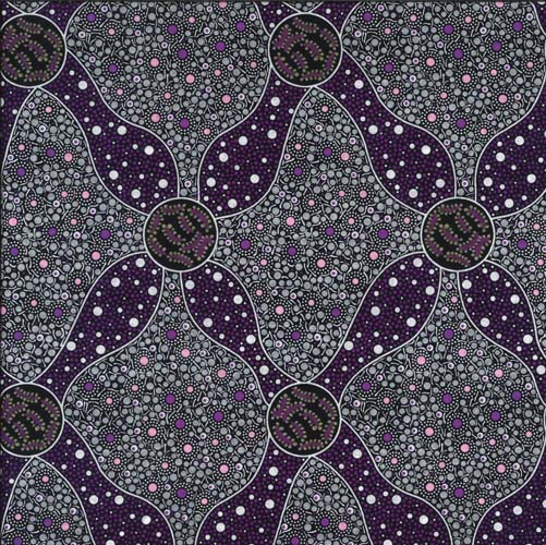 Red Flower With Honey - Purple - purple flowers w/pink & gray circle background