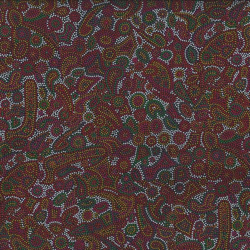 Australian Aboriginal Design -Seashell Dreaming - Red - red dots on black