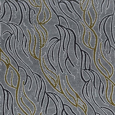 Australian Aboriginal Design-Underground water - Black- gray river waves
