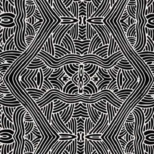 Untitled - Black - white geometric line design on black