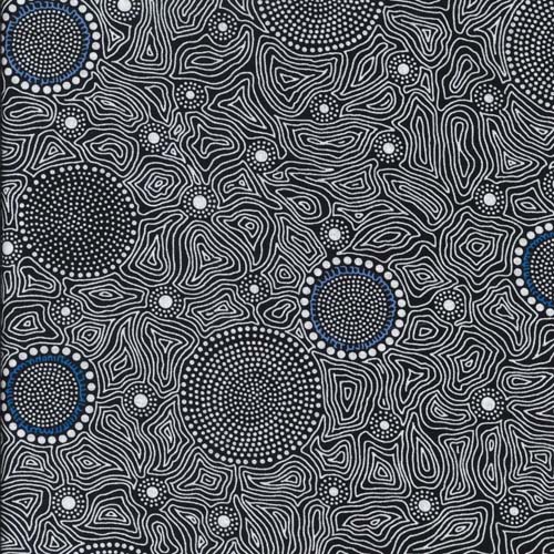 Wild Bush Flowers Dreaming - Black - colorful circles & dots on black