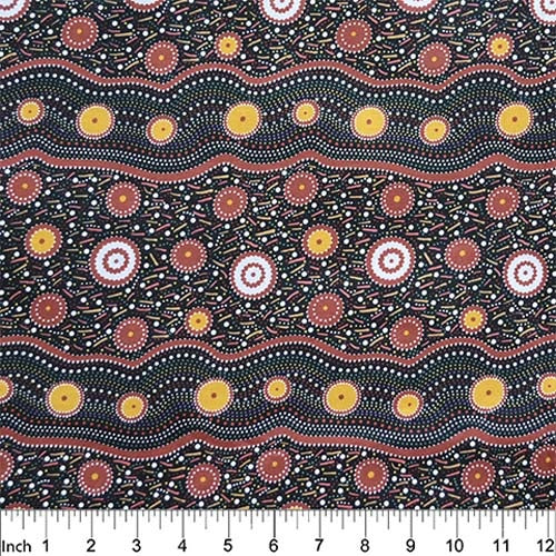 Australian Aboriginal Design - Wild Beans - Black - waves of circles on black