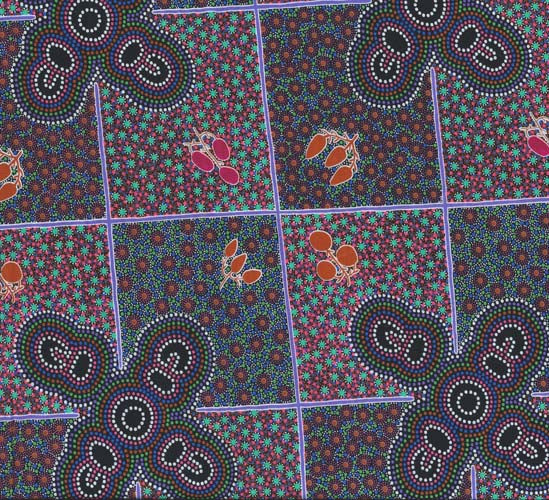 Australian Aboriginal Design - Women gathering bush tucker - Pink -