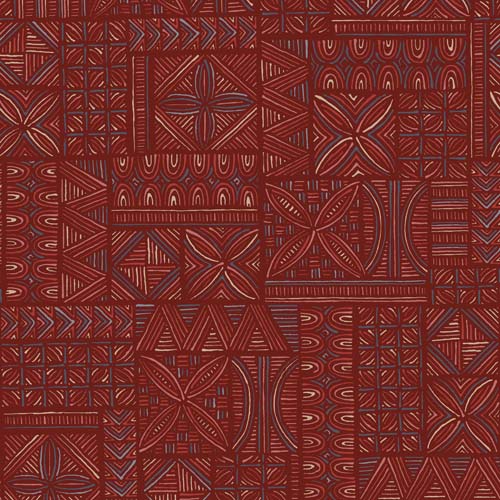 Breezeway - Geometric Mix - Dark Red/Multi- red white & blue design on dk red