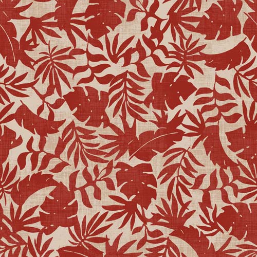 Breezeway - Textured Palms - Red/Cream - red palm leaves on cream