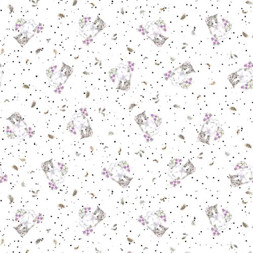 Whiskers & Paws - Tiny Flowers - Cats - white - kittens & flowers on white