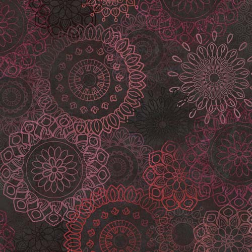Operetta - Lace Flowers - Black/Maroon - dk red lacy floral on black