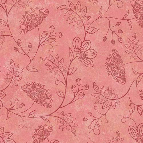 Operetta - Flowering Vines - Pink/Red - red vines on pink