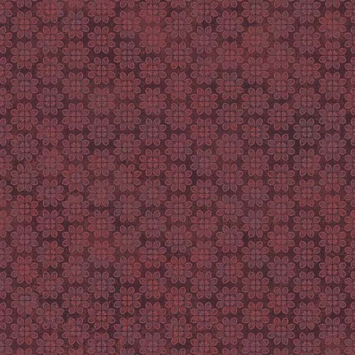 Operetta - Tiny Flowers - Maroon - small geometric flowers dark red