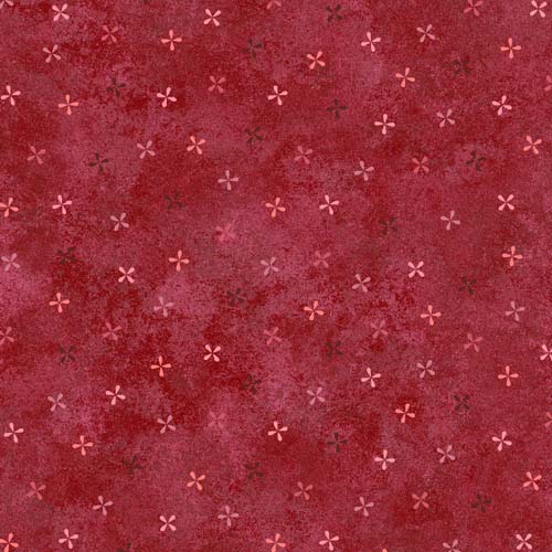 Operetta - Pinwheel Petals - Red - tiny tossed pink flowers on red