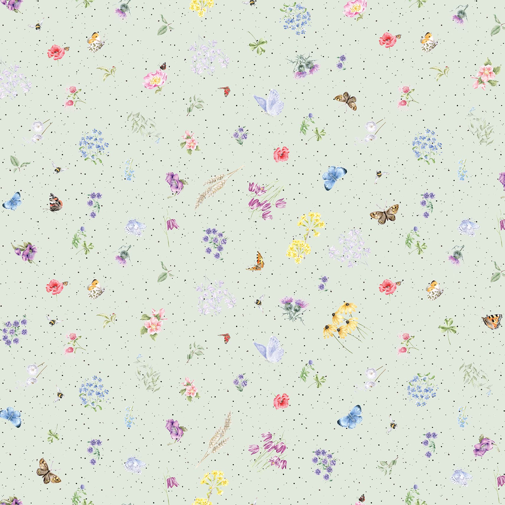 Together is Better by Hannah Dale - Flowers and Butterflies - Pale Green
