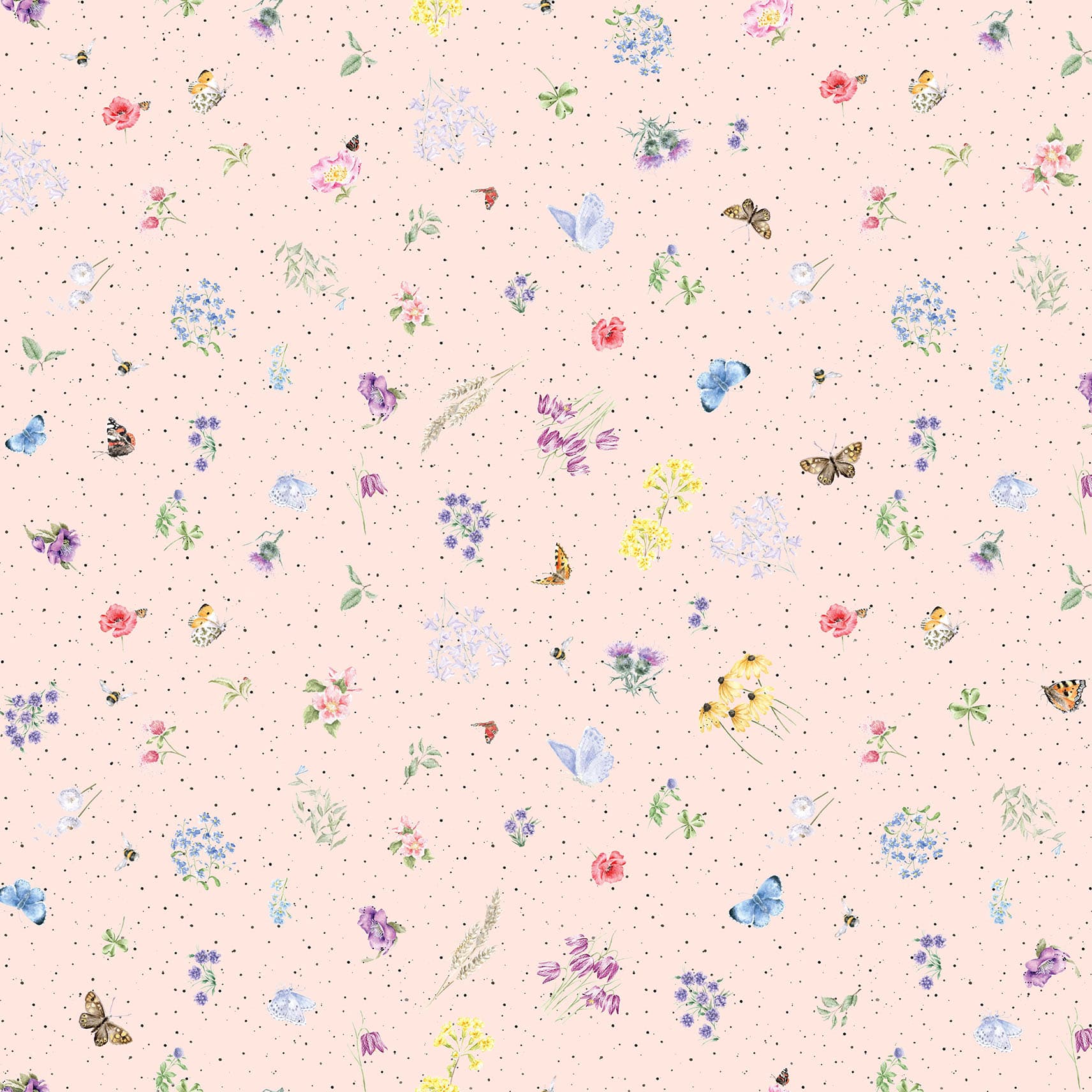 Together is Better by Hannah Dale - Flowers and Butterflies - Pale Pink