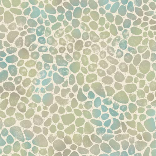 Forest Chatter - Pebbles - Cream - blue, green & taupe pebbles on cream