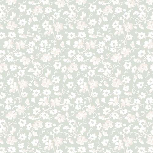 La Fleur Flannel - Packed Ditsy - Green - small cream floral on green