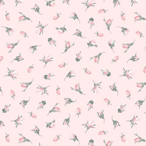 La Fleur Flannel - Buds - Pink -  pink rosebuds on pink