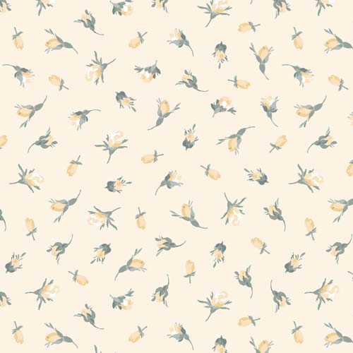 La Fleur Flannel - Buds - Yellow -  yellow rose buds on yellow