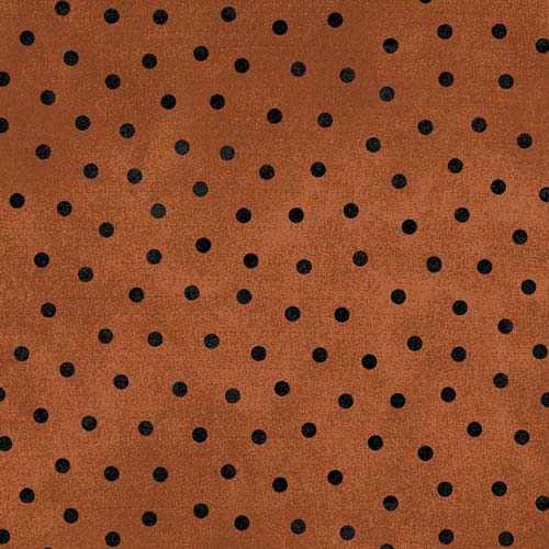 Flannel - Woolies Flannel - Polka Dots - Burnt Orange - black dots on orange