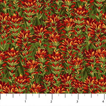 Abundant Garden - Red - Small Rusty Red Flowers on Green