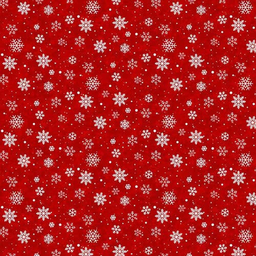 Twas the Night Before Christmas - Snowflakes - Red - white snowflakes on red