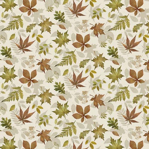 Natural Elements - Tossed Leaves - cream/multi - tossed leaves on cream