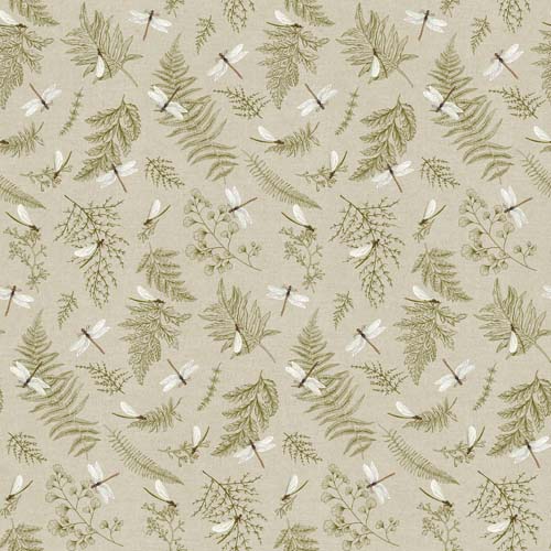 Natural Elements - Dragonfly - Stone - dragonflies & leaves on taupe