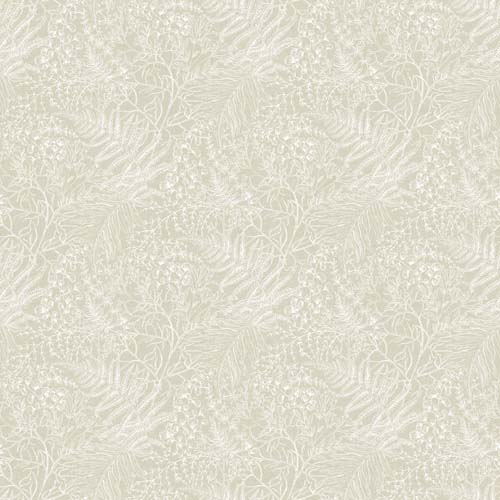 Natural Elements -Toile leaves - cream/white - white leaf line drawings on taupe