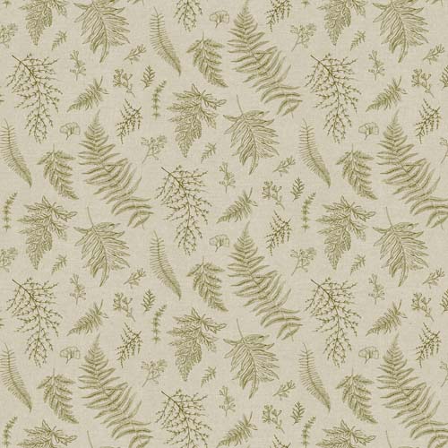 Natural Elements -Tossed Ferns - Stone - tossed green ferns on light taupe