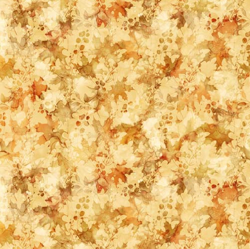 Autumn Breeze - Leaf texture - Ochre - leaves on golden tan