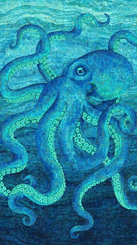 Shimmer Enigma - 24in. PANEL -Octopus  with gold metallic accents