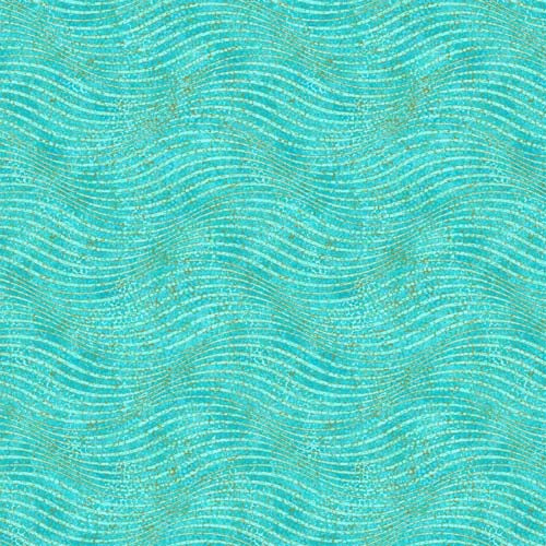 Shimmer Enigma - Wavy Stripe -Aqua - aqua wavy stripe w/gold metallic