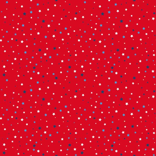 America 250 - Stars - Red - white & blue scattered stars on red