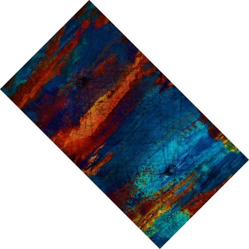 Tulip Festival -Abstract Mill - Dark Blue - areas of blue, orange & turquoise