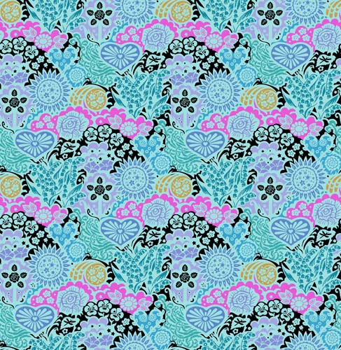 108" Wide Back- Backings No. 3- Euphoria - Sea -floral on lt blue - Anna Maria