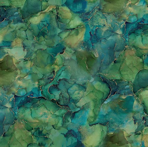 Midas Touch - Multi Texture -Teal/Green - marble texture w/gold accents